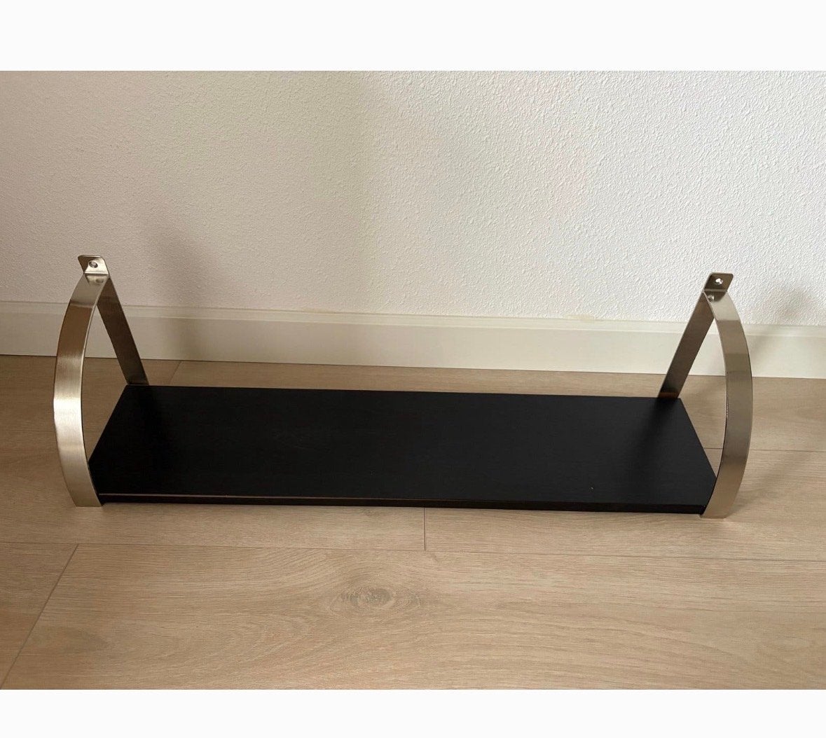 Zwarte wandplank met RVS beugels, Ophalen, Gebruikt