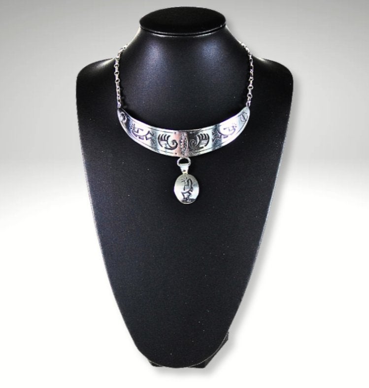 Zeldzame Tom Sam NAVAJO zilveren overlay Kokopelli ketting!, Met hanger, Verzenden, Zo goed als nieuw, X