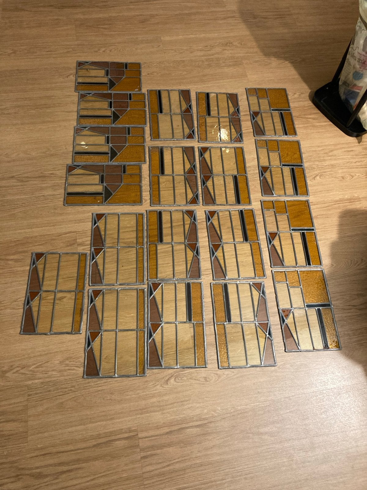 Set van 19 Glas in Lood Panelen - Diverse Maten, Ophalen, Gebruikt, Glasplaat, Minder dan 80 cm