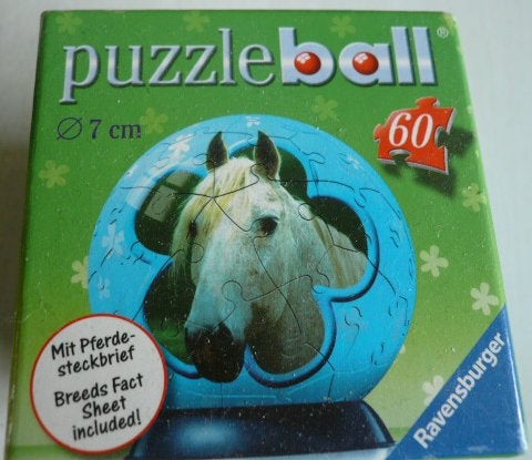 puzzel bal 7 cm PAARD 60 stukjes Ravensburger, Ophalen of Verzenden, Minder dan 500 stukjes, Zo goed als nieuw, Legpuzzel