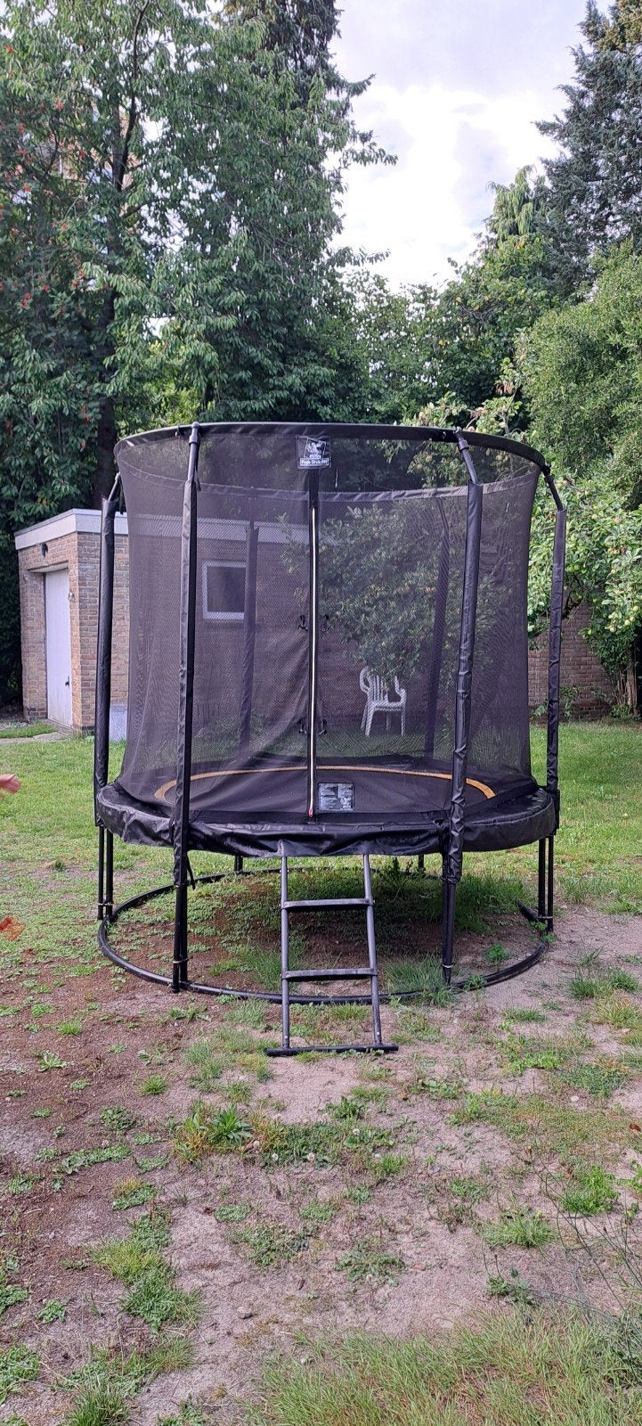 Trampoline met veiligheidsnet  251 cm doorsnede, Ophalen, Gebruikt