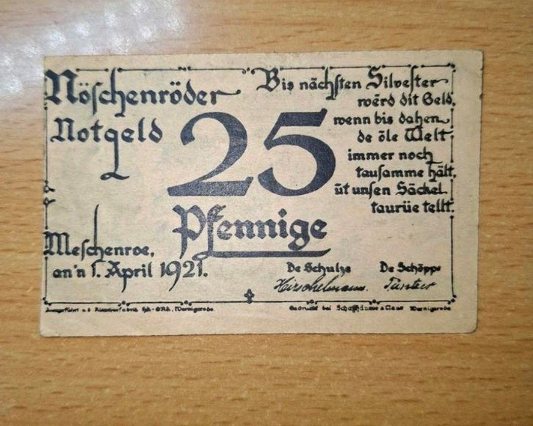 Duits Notgeld Nöschenrode Noodgeld, Ophalen of Verzenden, Duitsland