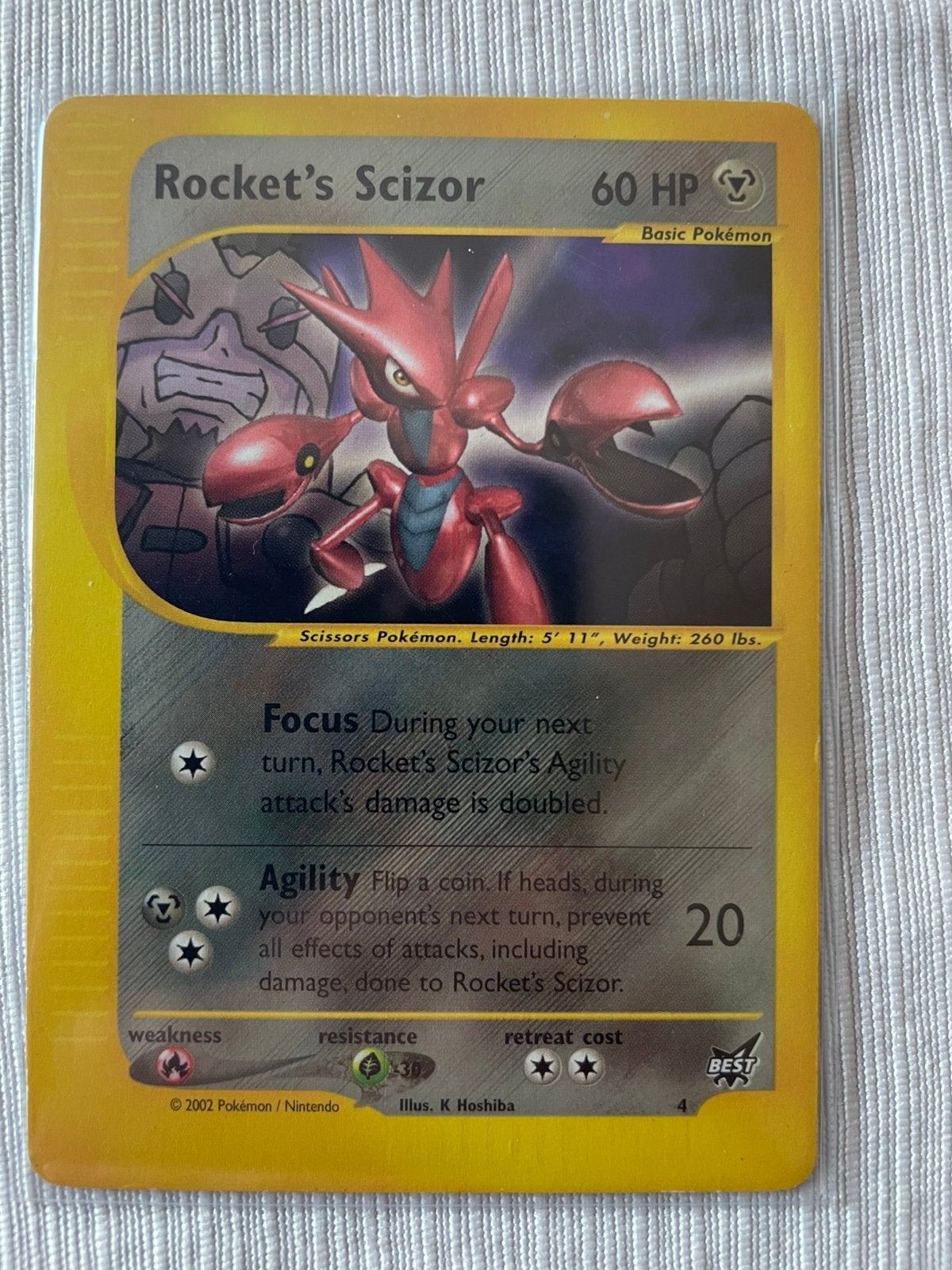 Rocket’s scizor besg of game 4 (zonder stamp), Ophalen of Verzenden, Gebruikt, Losse kaart, Foil