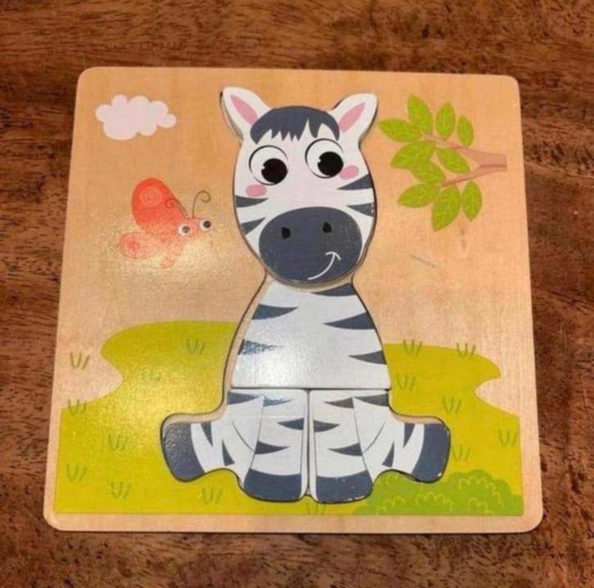 Puzzel hout ‘zebra’ speelgoed, Ophalen of Verzenden, Zo goed als nieuw, Van hout, Minder dan 10 stukjes