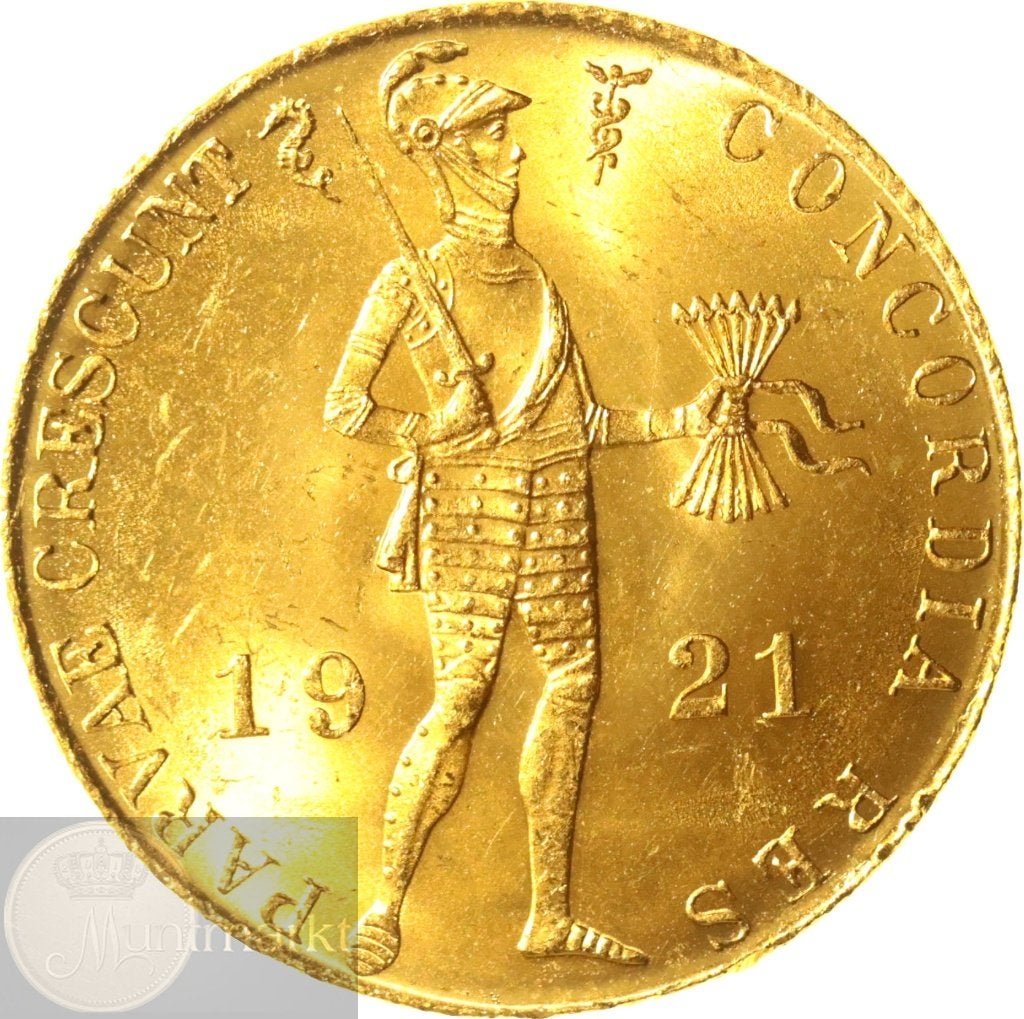 Nederland - Gouden dukaat 1921, Koningin Wilhelmina, Losse munt, Goud, Overige waardes