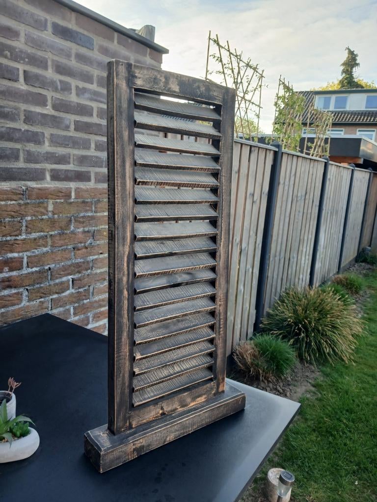 Staand Louvre Luik op Voet - Brocante Landelijke Decoratie, Huis en Inrichting, Woonaccessoires | Overige, Gebruikt, Hout, Bruin