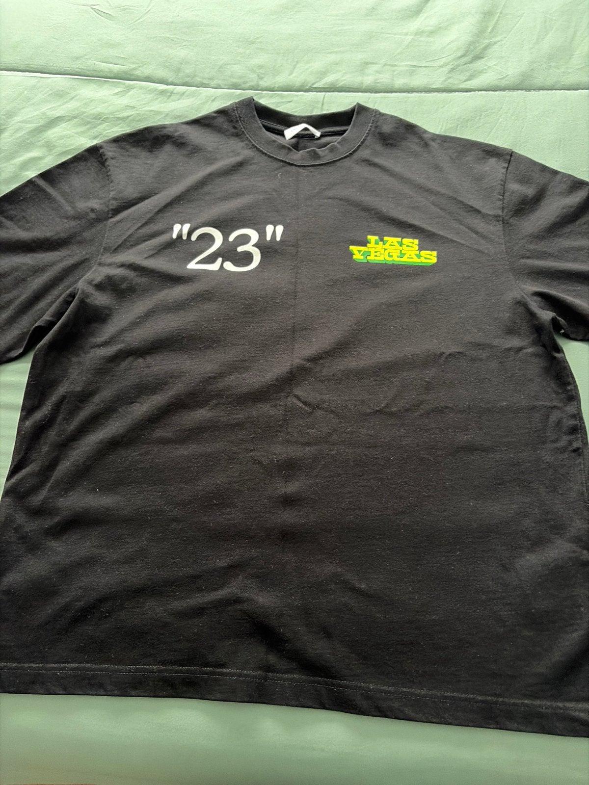 Off-White "23" Las Vegas T-shirt Zwart, Kleding | Heren, Ophalen of Verzenden, Zo goed als nieuw, Maat 52/54 (L), Zwart