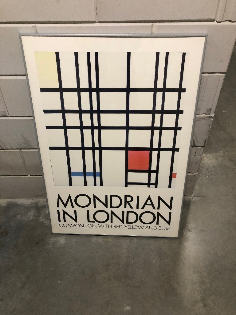 Ingelijste museum poster 1983- P.Mondrian, Ophalen, Rechthoekig Staand, Met lijst, Deurposter of groter