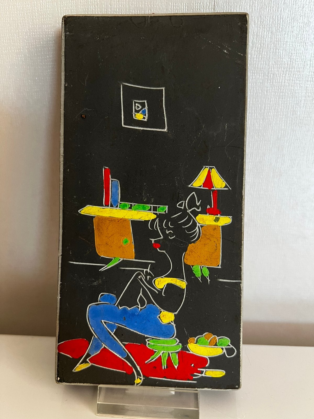 Vintage Maltezer Keramiek  Delft Wandbord Vrouw Jaren 50, Ophalen of Verzenden