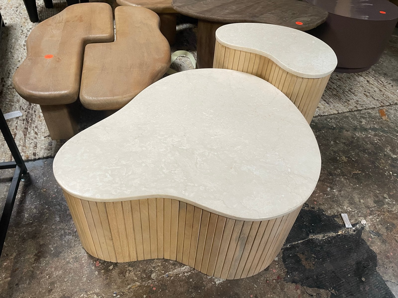 Salontafel set Kira - Echt marmer - 80x70 & 50x35, Ophalen, Overige materialen, Nieuw, 50 tot 100 cm