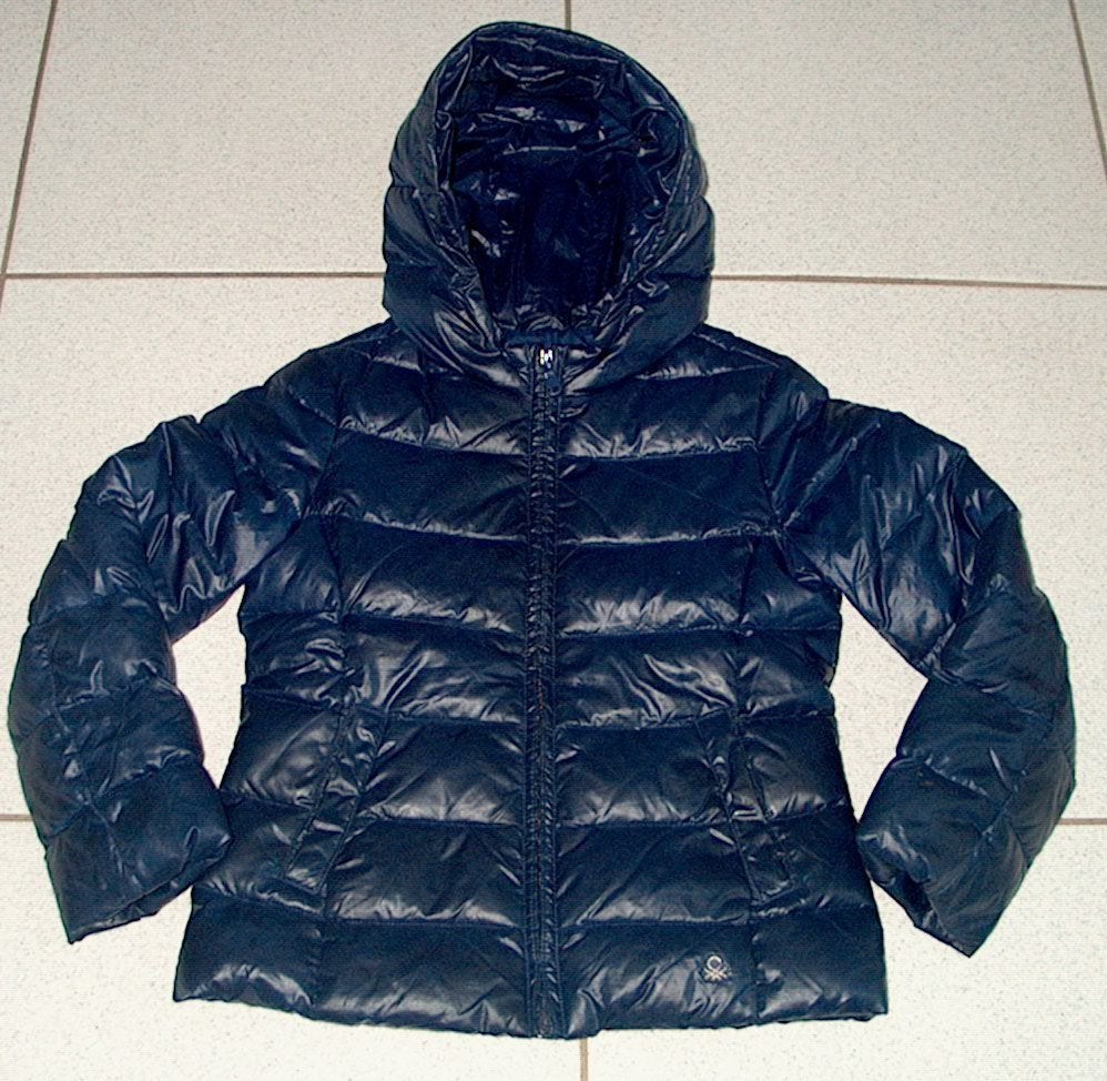 122-128 Benneton warme DONS jack donkerblauw, Kinderen en Baby's, Kinderkleding | Maat 122, Ophalen, Meisje, Zo goed als nieuw