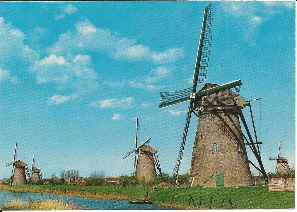 Molenland Holland - Vintage Ansichtkaart Molens, Ophalen of Verzenden, 1960 tot 1980, Ongelopen, Zuid-Holland