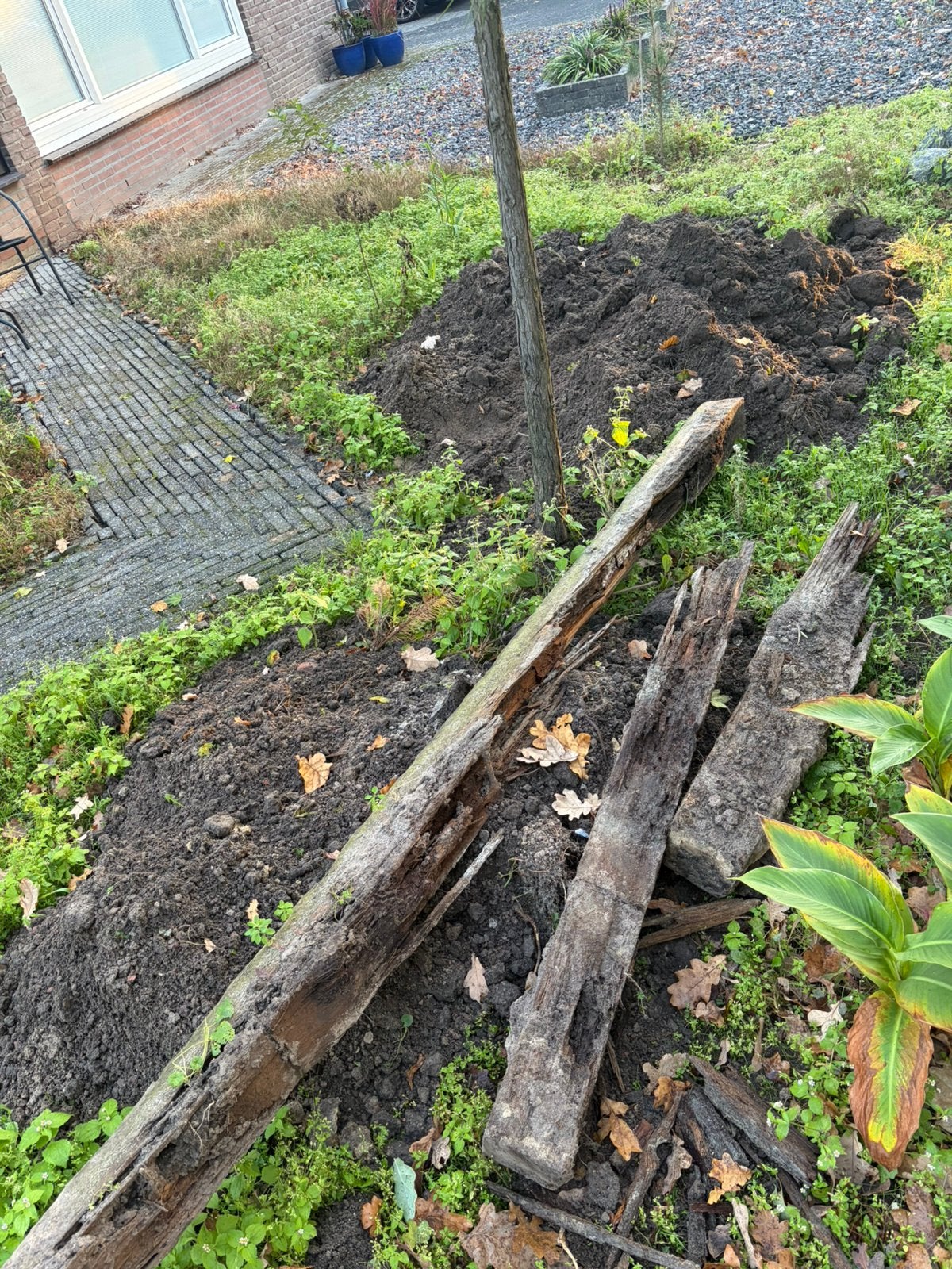 Gratis aarde hout, Tuin en Terras, Ophalen, Biels, Zo goed als nieuw, Minder dan 100 cm