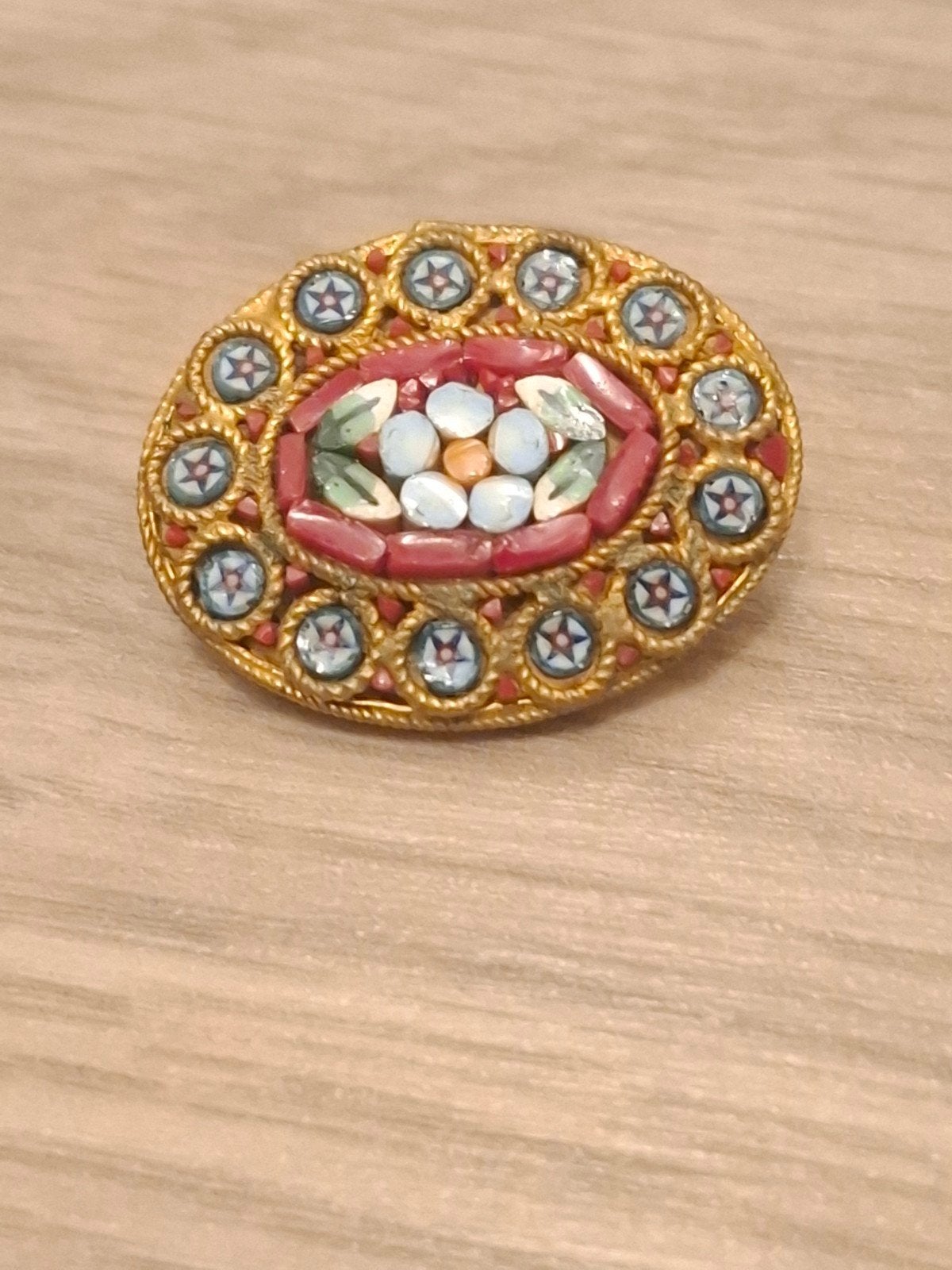vintage mozaïek broche, Overige materialen, Minder dan 4 cm, Ophalen of Verzenden, Zo goed als nieuw
