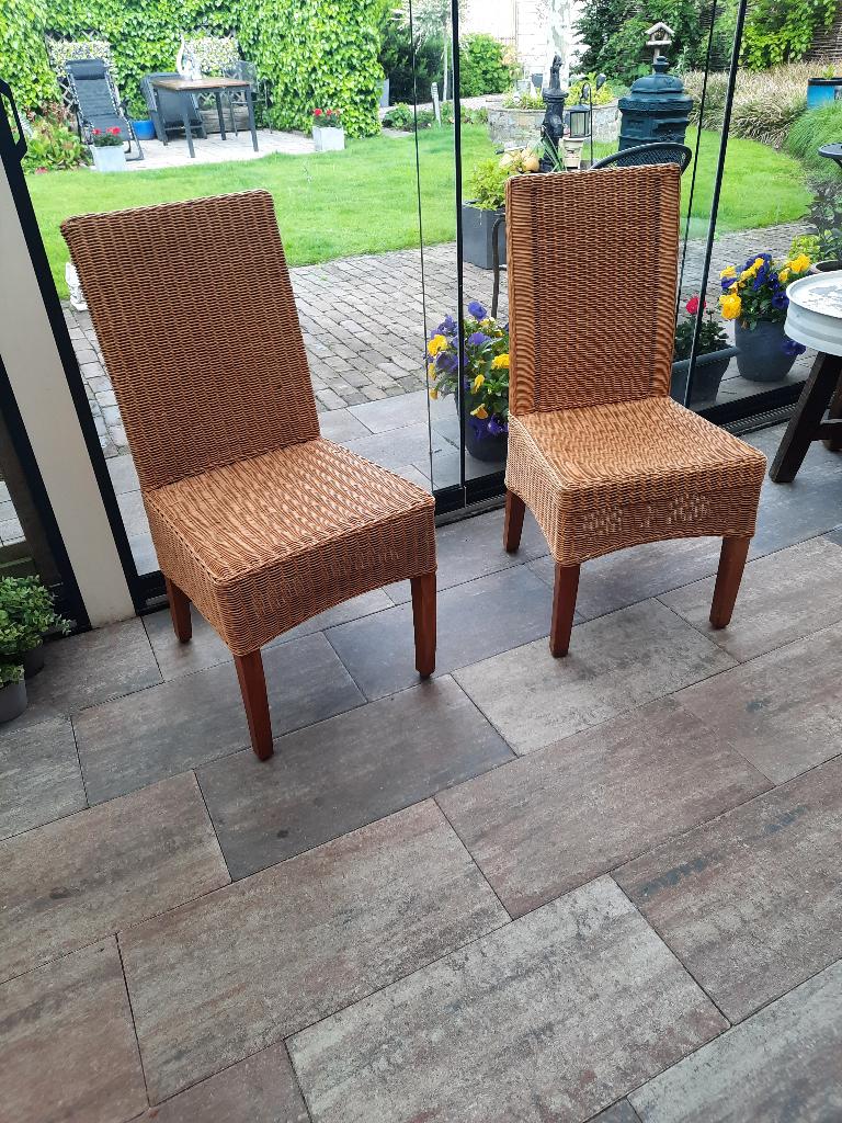 2 x rieten eetstoel, Huis en Inrichting, Stoelen, Ophalen, Twee, Bruin, Riet of Rotan