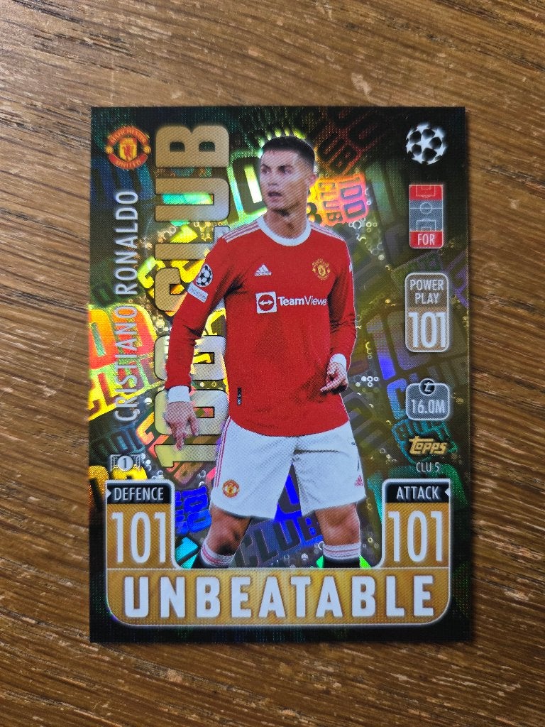 Cristiano Ronaldo Manchester United Unbeatable Topps 2022, Ophalen of Verzenden, Zo goed als nieuw, Losse kaart, Foil