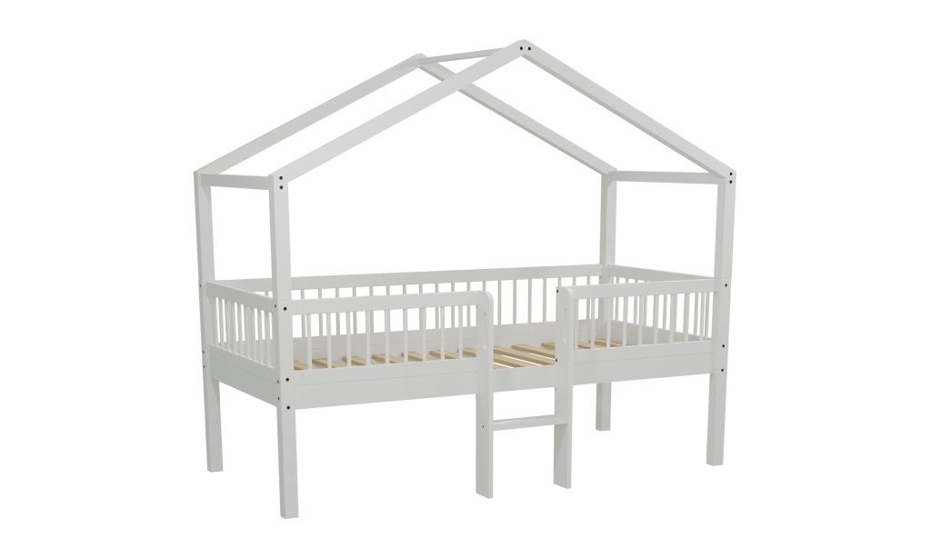Forrest Beech huisbed met ladder - 90x200 - Wit beuken, Niet ingevuld, Niet ingevuld, Niet ingevuld