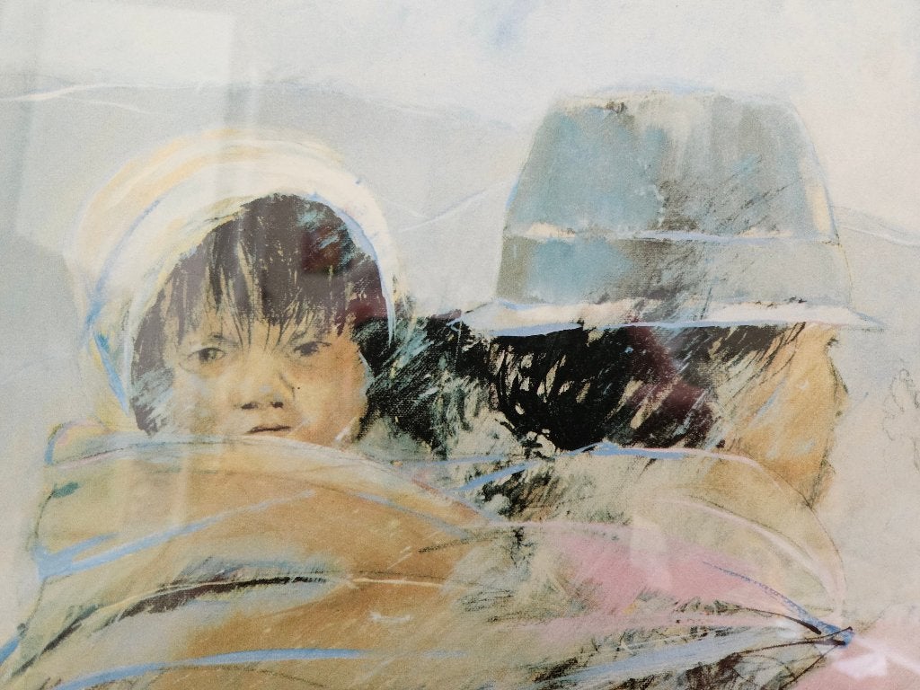 Zeefdruk kleurrijke Zuid-Amerika, Antiek en Kunst, Ophalen, Ingelijst, Portret en Figuren, Zeefdruk