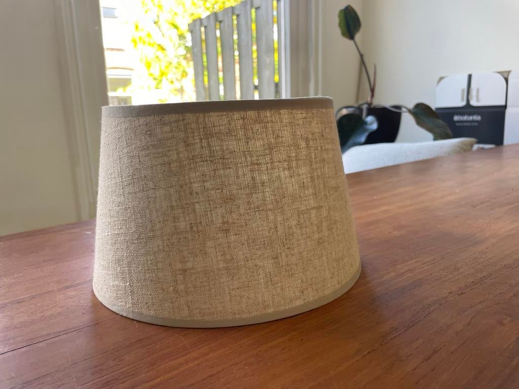 Linnen lampenkap, beige, 24 cm diameter, Ophalen, Zo goed als nieuw, Beige, Rond