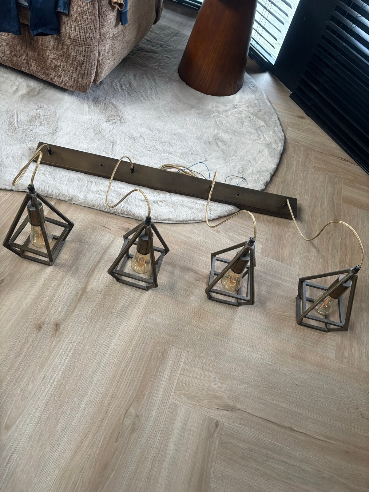 Mooie industriële hanglamp - 1 meter lang, Ophalen, Gebruikt, Metaal, E27 (groot)