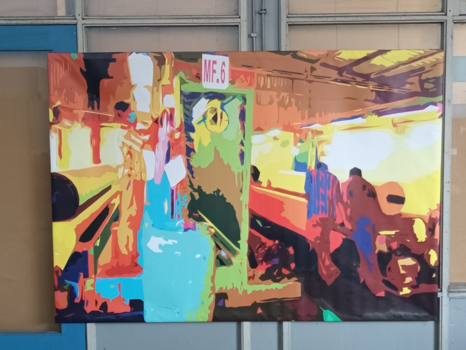 Modern industrieel kunstwerk - Levendige kleuren, Ophalen, Acrylverf, Overig onderwerp, Op houten frame