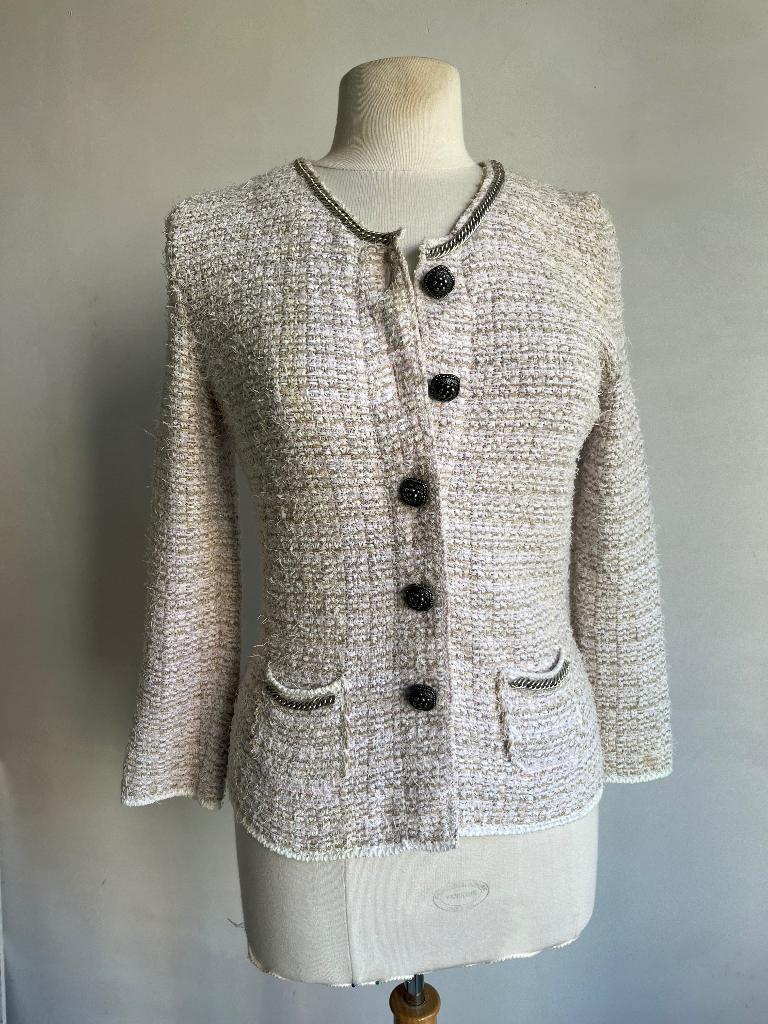 anneclaire pauw jasje maat 40 beige wit, Kleding | Dames, Truien en Vesten, Maat 38/40 (M), Verzenden, Beige, Zo goed als nieuw