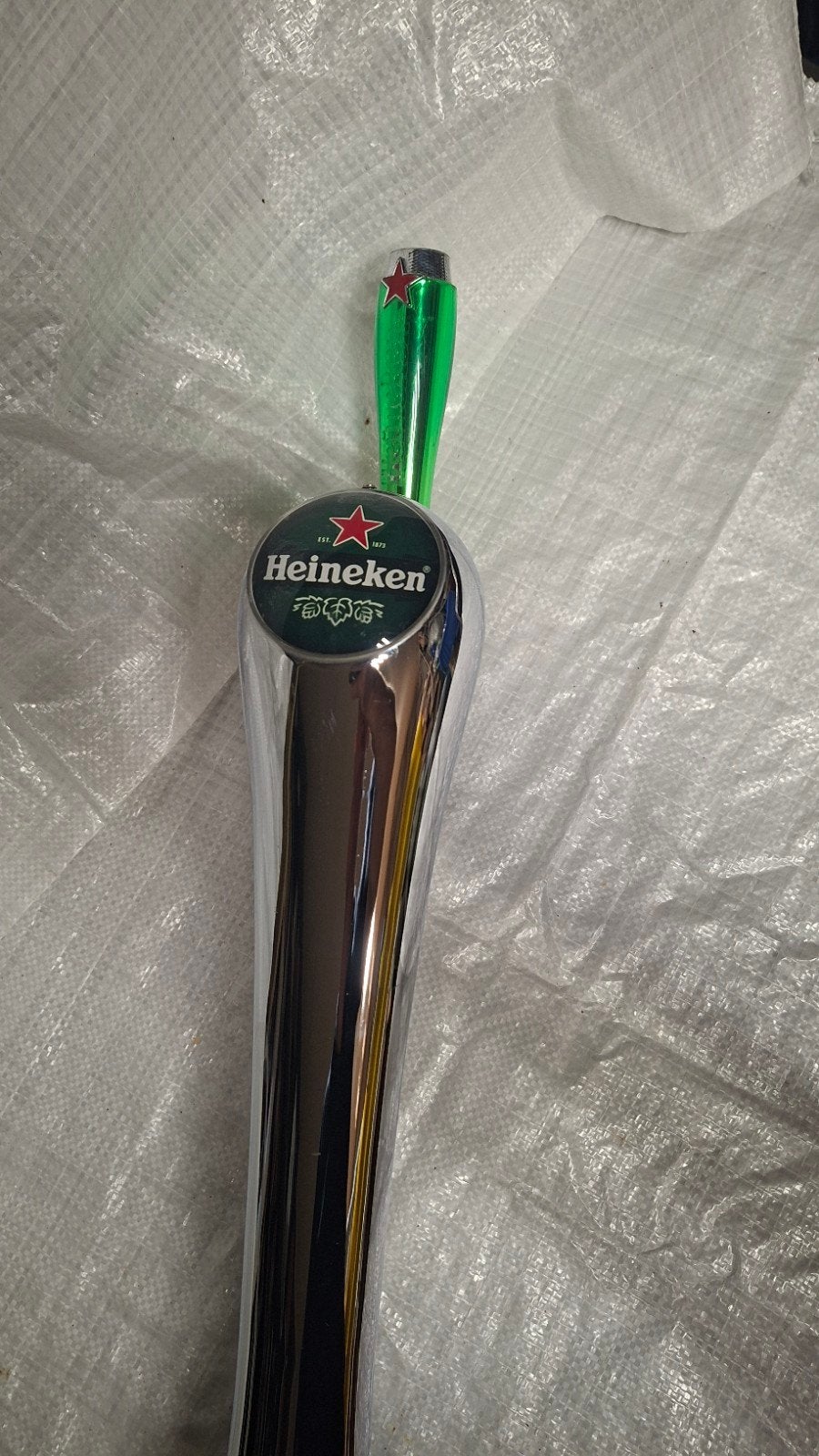 Heineken Tapzuil 1-kraans Cobra - Verlichte Groene hendel., Verzamelen, Biermerken, Verzenden, Zo goed als nieuw, Reclamebord, Plaat of Schild