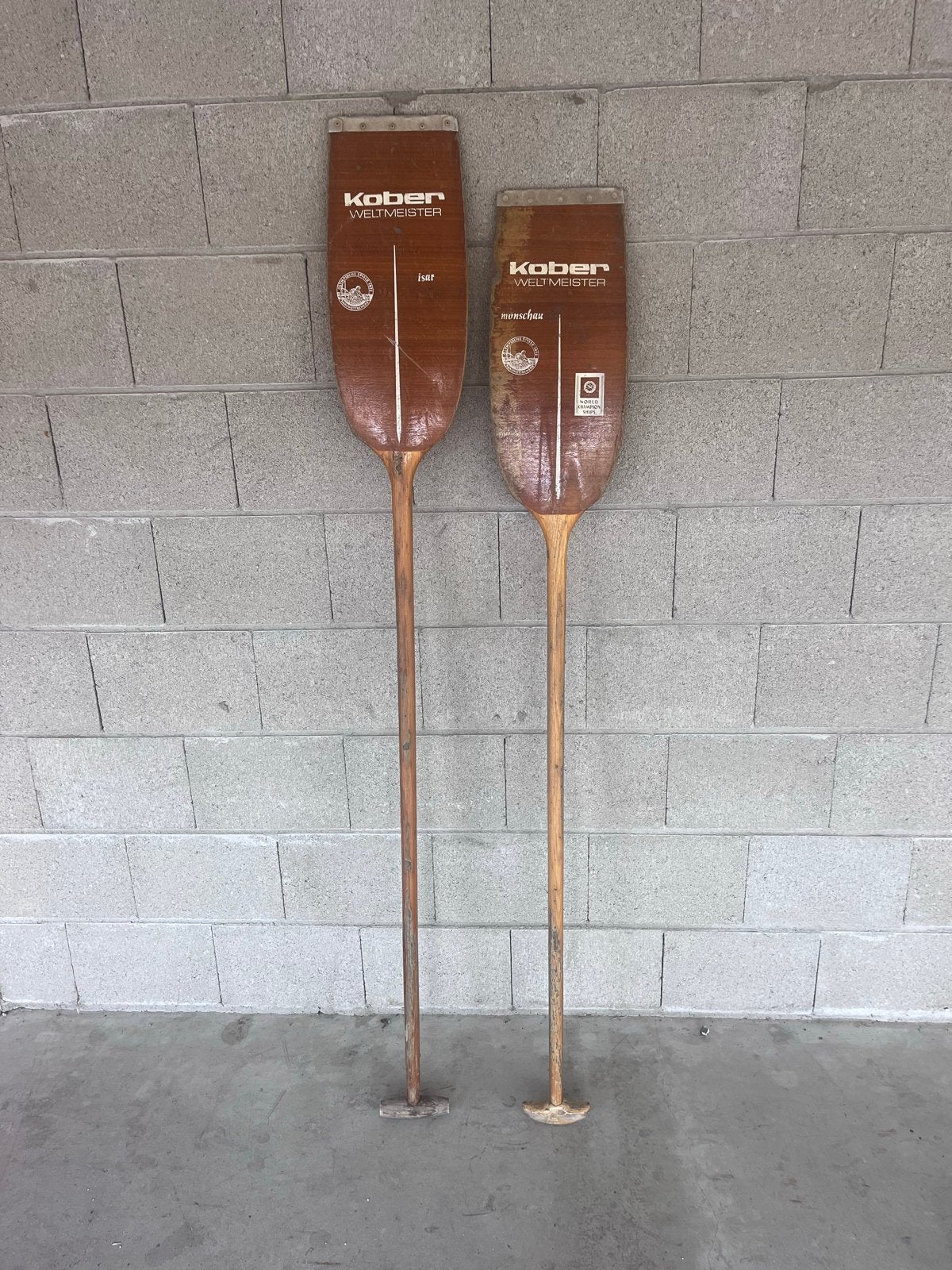 Kober Weltmeister houten peddels - Set van 2, Watersport en Boten, Ophalen of Verzenden, Gebruikt, Enkelbladige peddel