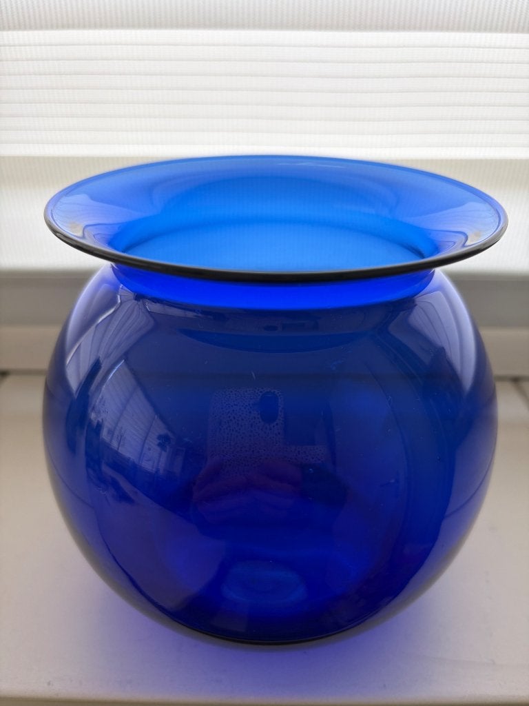 Glazen vaas, Huis en Inrichting, Ophalen, Blauw, 14 cm, Glas