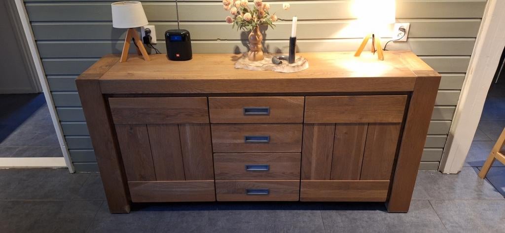 Henders & Hazel Teakhouten dressoir met lades en deuren, Huis en Inrichting, Kasten | Dressoirs, Ophalen, Gebruikt, 100 tot 150 cm