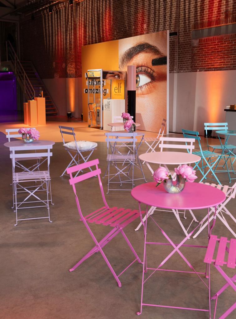 Bistroset inklapbaar FIORI Metaal Paars/Roze/Turquoise, Eettafel, Aluminium, Zo goed als nieuw, Tuinset