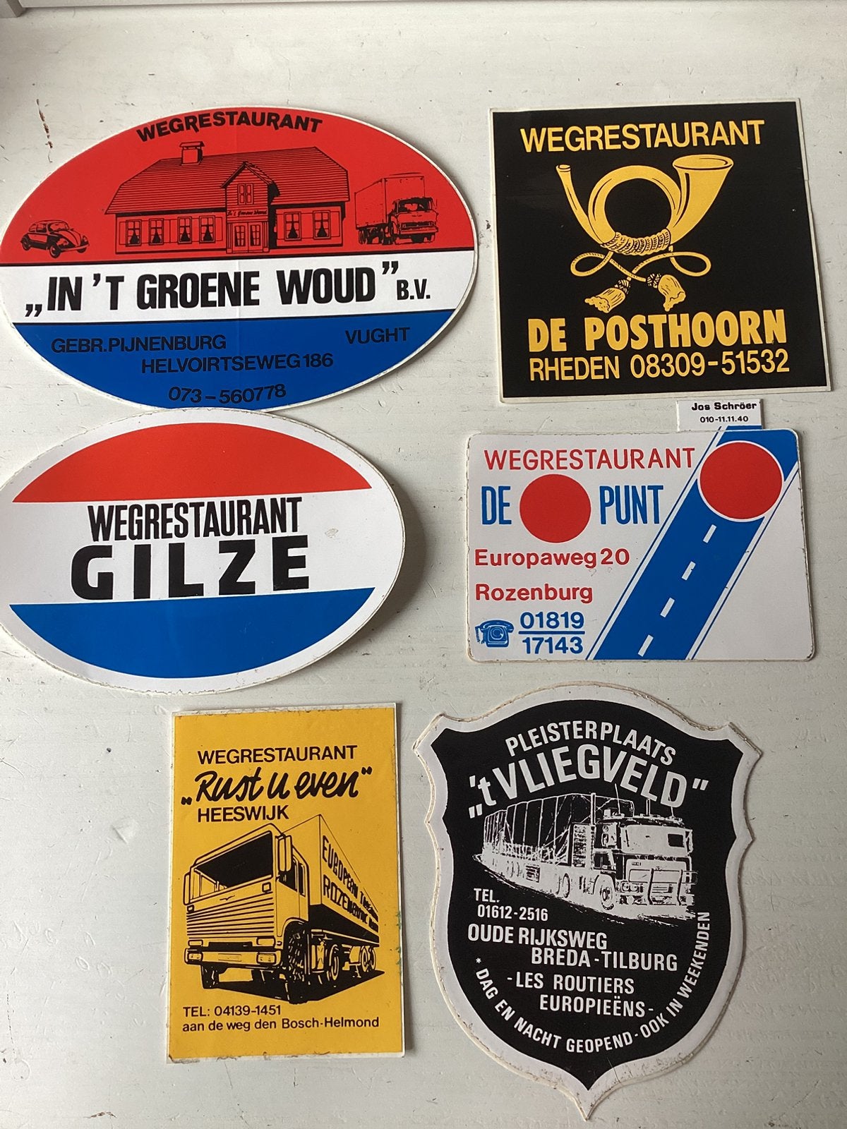 6 stickers Wegrestaurant, Verzamelen, Verzenden, Zo goed als nieuw