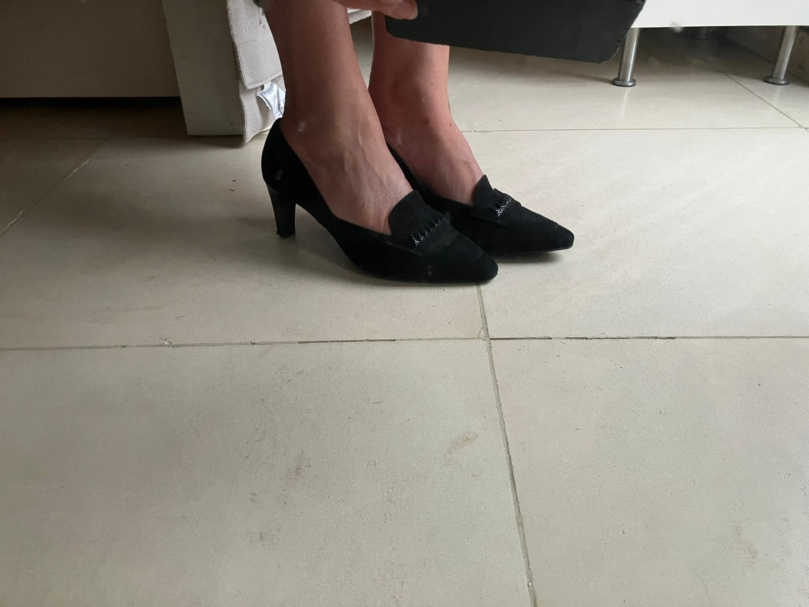 Peter Kaiser pumps loafers maat 38 zwart suede leer, Ophalen of Verzenden, Zo goed als nieuw, Zwart