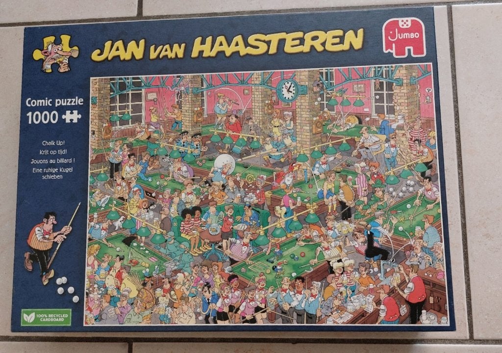 Jan van Haasteren Krijt op tijd! Biljart 1000 stukjes Puzzel, Hobby en Vrije tijd, Denksport en Puzzels, Ophalen of Verzenden