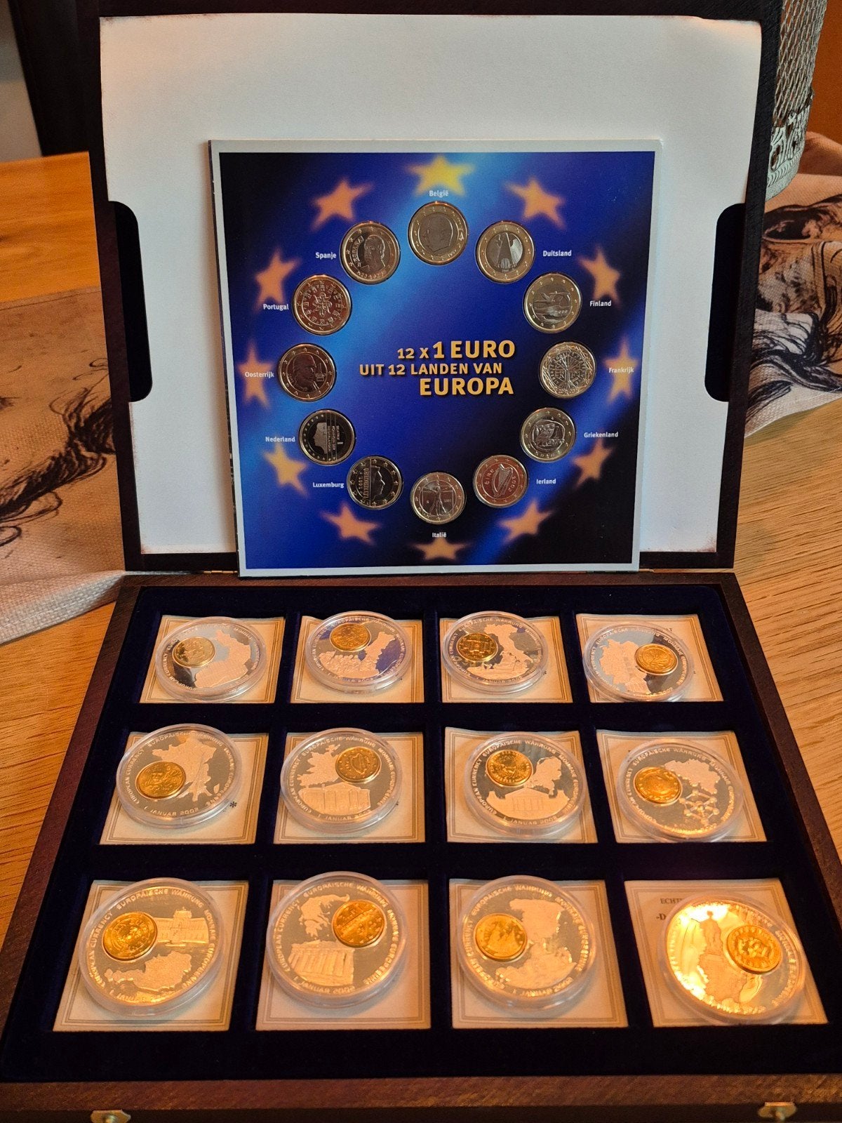 Zeldzame complete set 12 Europese euromunten 2002 Spiegelgla, Verzenden, Overige landen, Overige waardes, Setje
