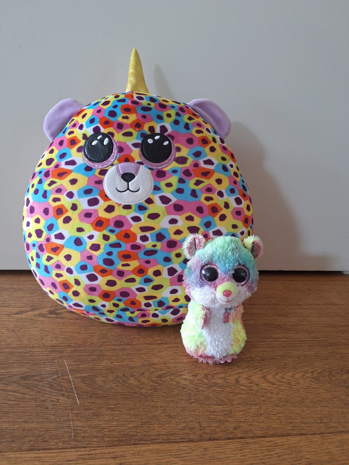 Ty knuffels: kleurrijke eenhoorn squishmallow en hamster, Ophalen, Eenhoorn, Zo goed als nieuw, Meerkleurig