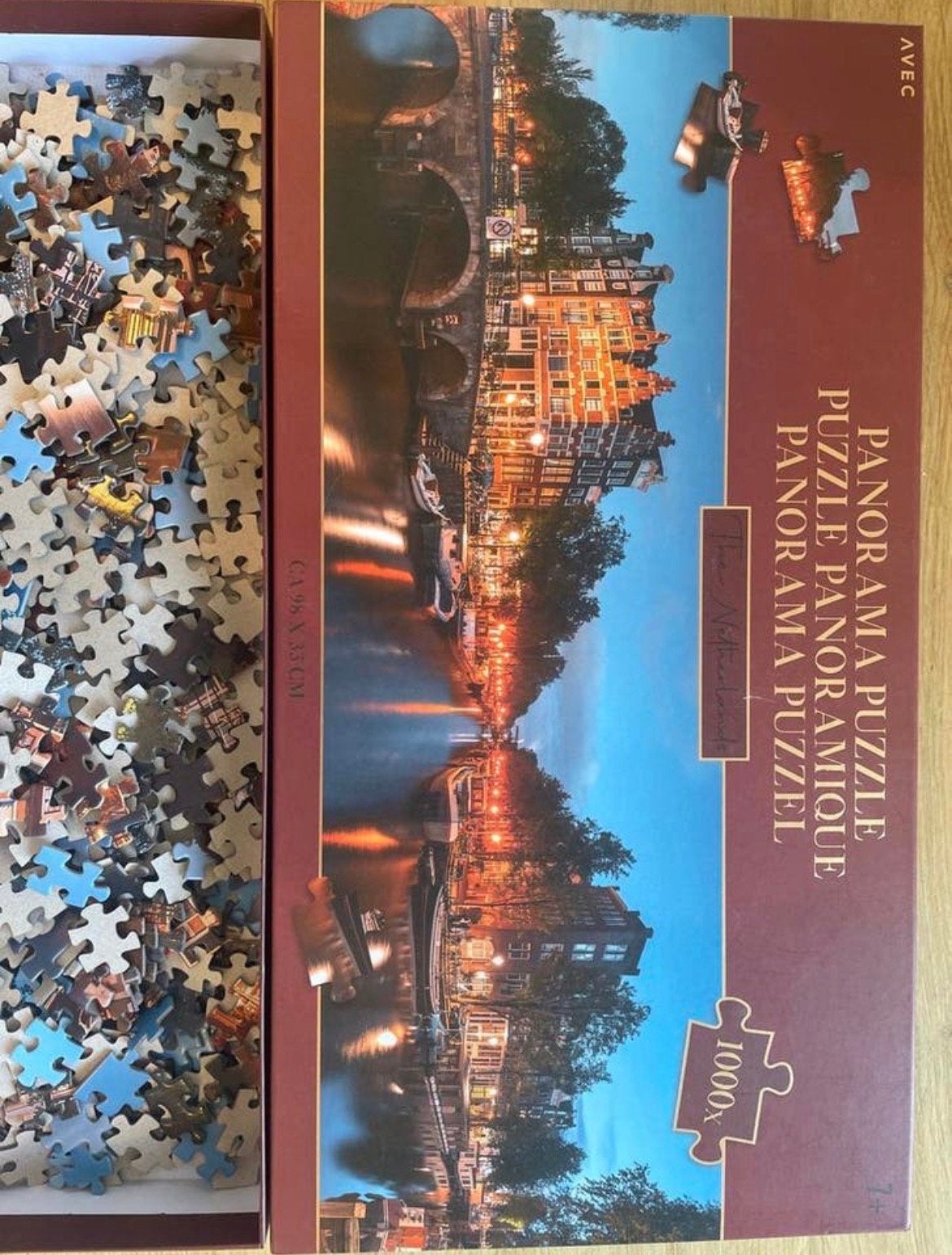 Panorama Puzzel Amsterdam 1000 stukjes, Ophalen of Verzenden, 500 t/m 1500 stukjes, Zo goed als nieuw, Legpuzzel