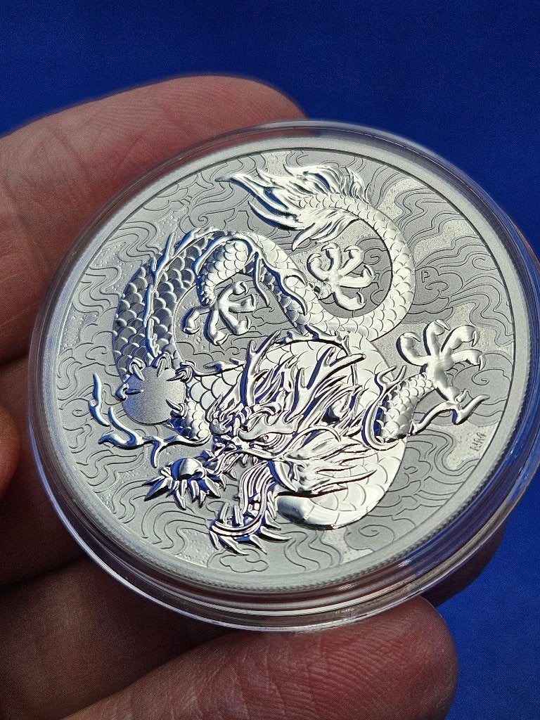 (5927) AUSTRALIA CHINESE MYTHS SINGLE DRAGON 2021 ONE OUNCE, Ophalen of Verzenden, Losse munt, Zilver