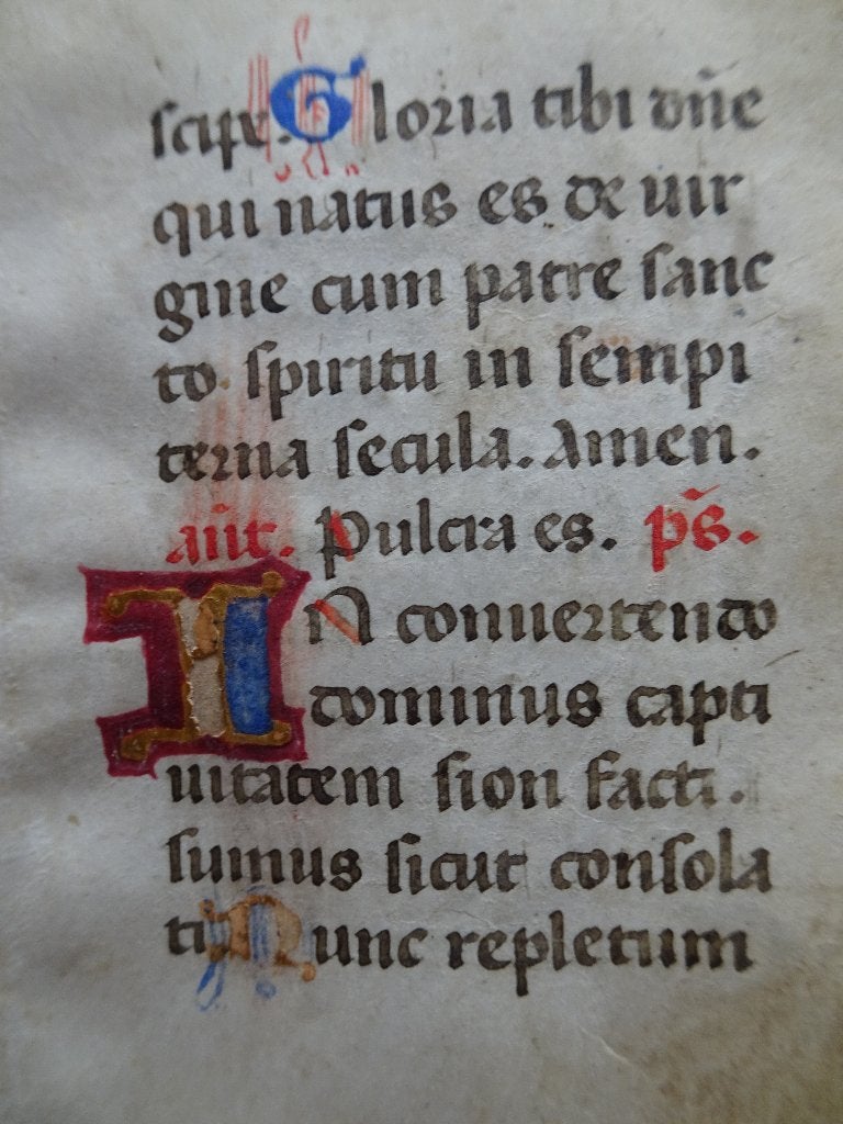 miniatuur Getijdenboek manuscript perkament 9, Italie 1400, Verzenden