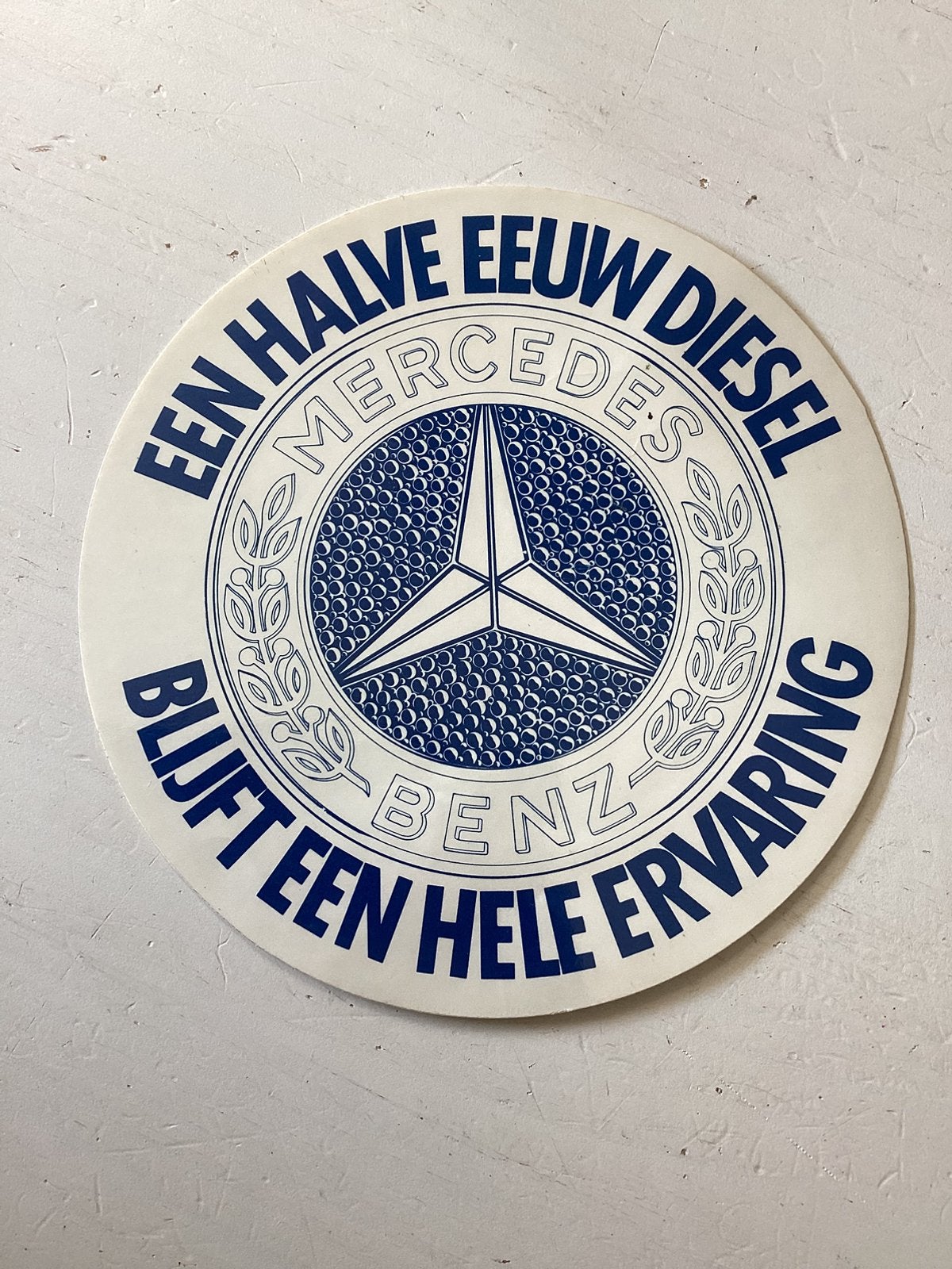 Sticker Mercedes Benz halve eeuw diesel, Verzamelen, Stickers, Verzenden, Zo goed als nieuw, Auto of Motor