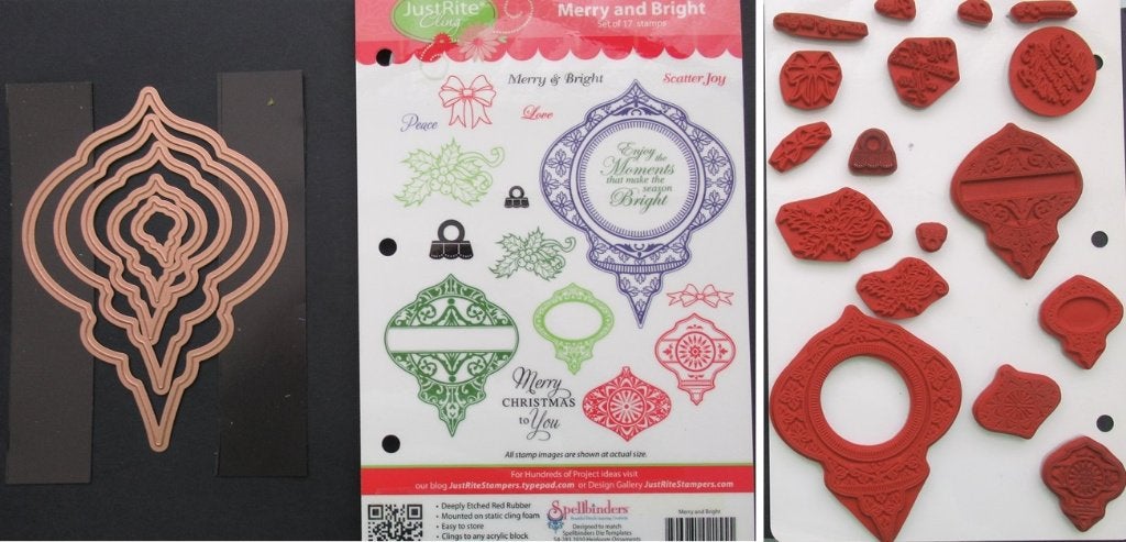 Spellbinders;JustRite Merry and Bright (stempels+snijmallen), Ophalen of Verzenden, Zo goed als nieuw, Kerst, Pons of Mal