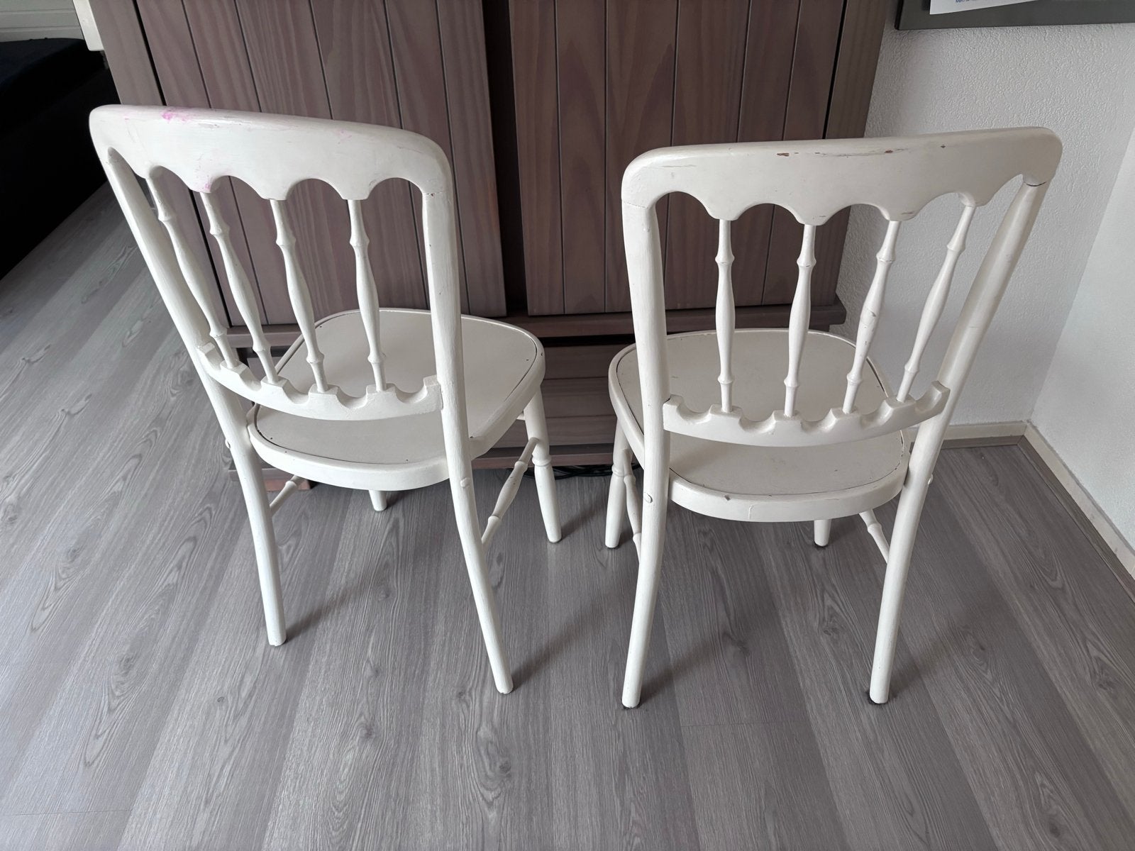 Set van 2 witte houten stoelen, Ophalen, Gebruikt, Twee, Wit