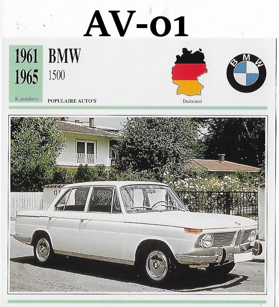 Av01 autokaart bmw 1500 ( 1961 - 1965 ), Ophalen of Verzenden, Zo goed als nieuw, Auto's