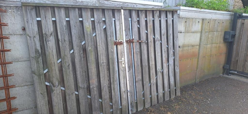 Houten dubbele poort ijzer frame, Tuin en Terras, Ophalen of Verzenden, Hout, Tuinhek