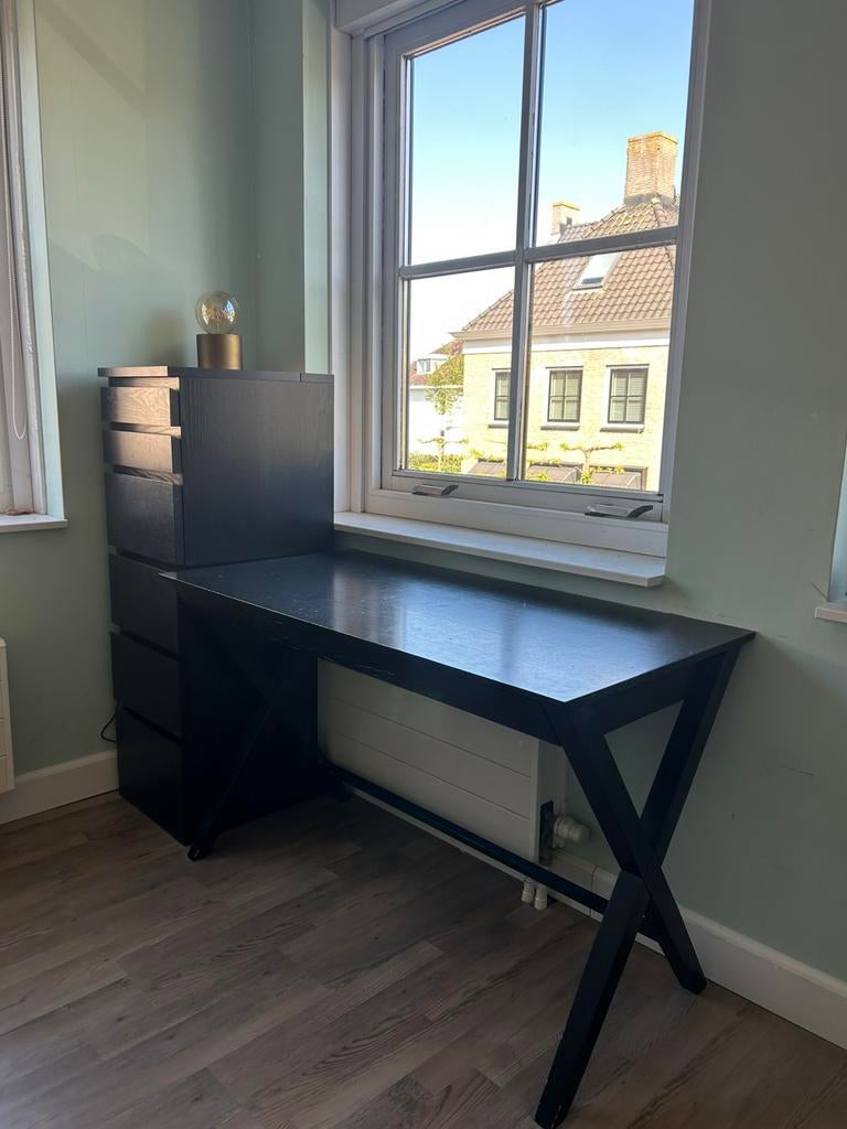 Zwarte IKEA slaapkamer set (Malm kast + bureau), Ophalen, Gebruikt, Tweepersoons