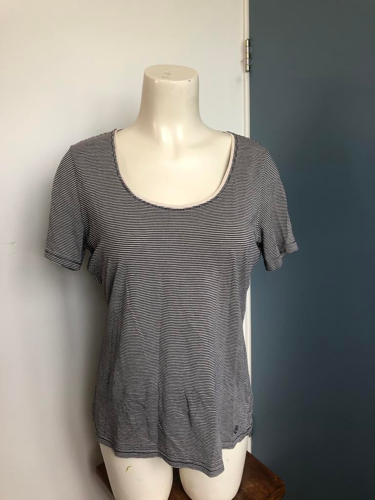 Bogner zwart wit gestreept shirt l, Wit, Ophalen of Verzenden, Zo goed als nieuw, Korte mouw