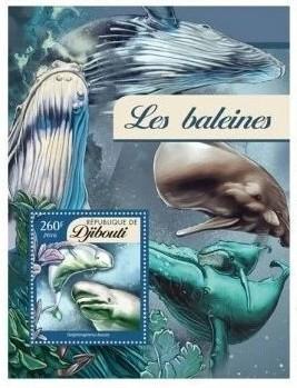 WALVISSEN-WHALES= Prachtig bl. v DJIBOUTI-17, Verzenden, Postfris, Dier of Natuur