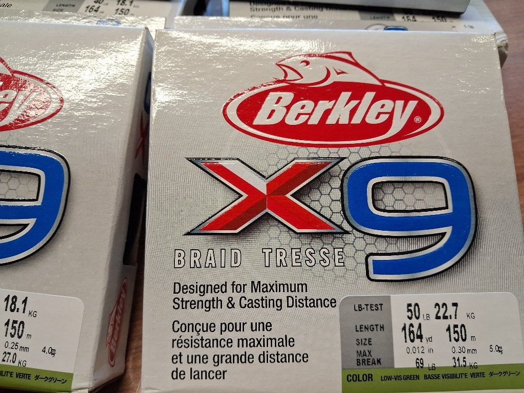 Berkley X9 gevlochten lijn (Low vis Green) 150 meter, Tinstraat, Nieuw, Ophalen of Verzenden, Info@purefishing.com