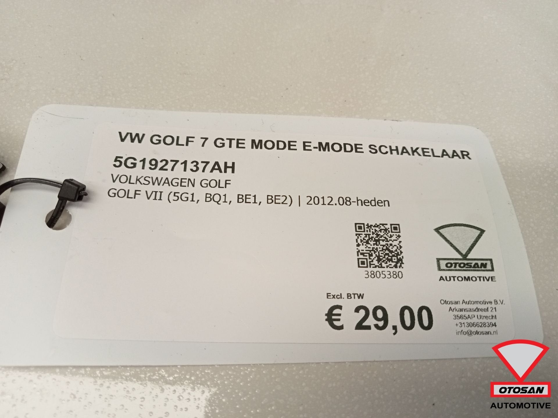 VW Golf 7 GTE Mode E-Mode Schakelaar 5G1927137AH, Gebruikt, Volkswagen, Volkswagen AG, Berliner Ring 2
38440  Wolfsburg, DE