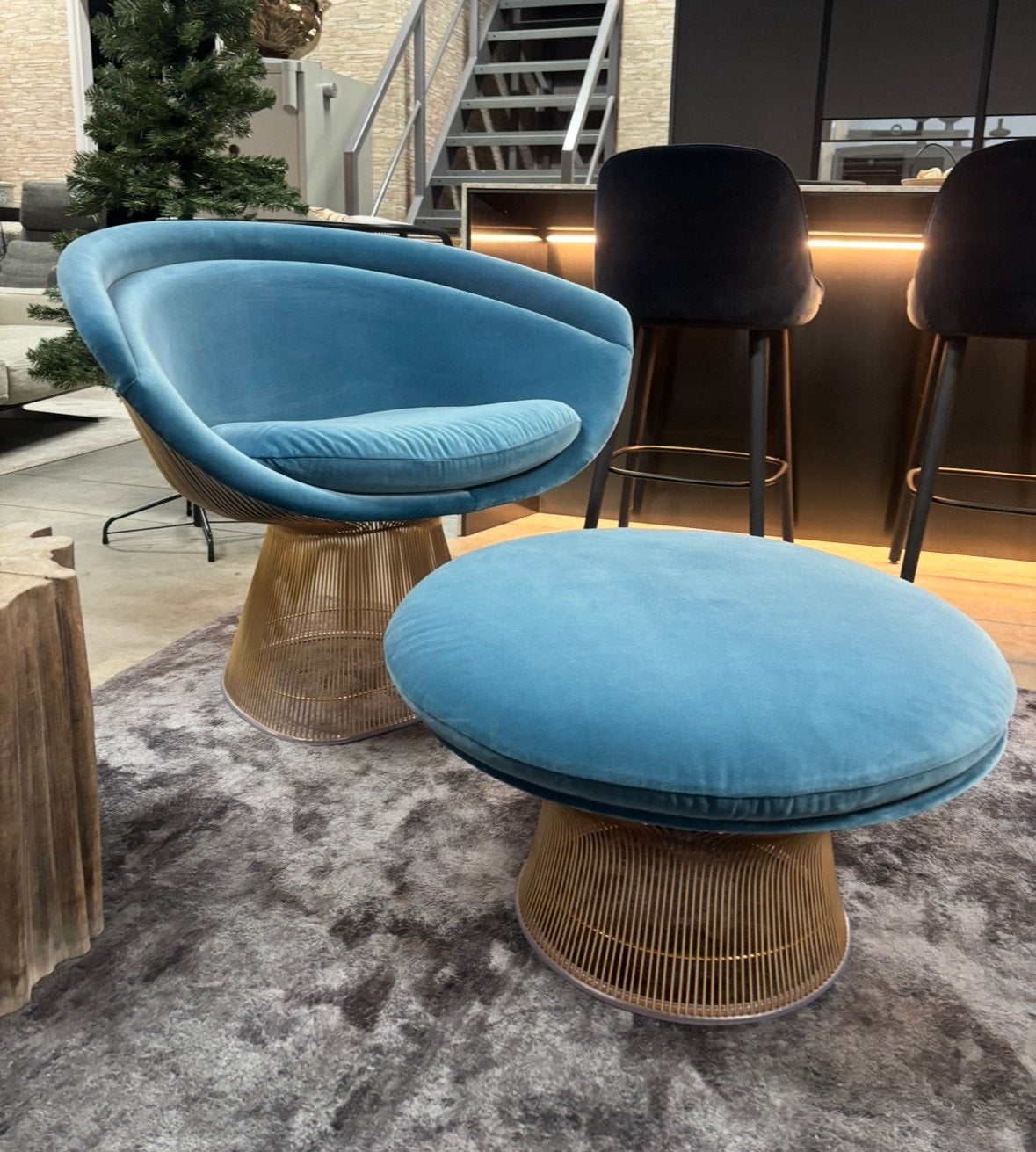 Knoll warren Platner Lounge chair + stool original 18K gold